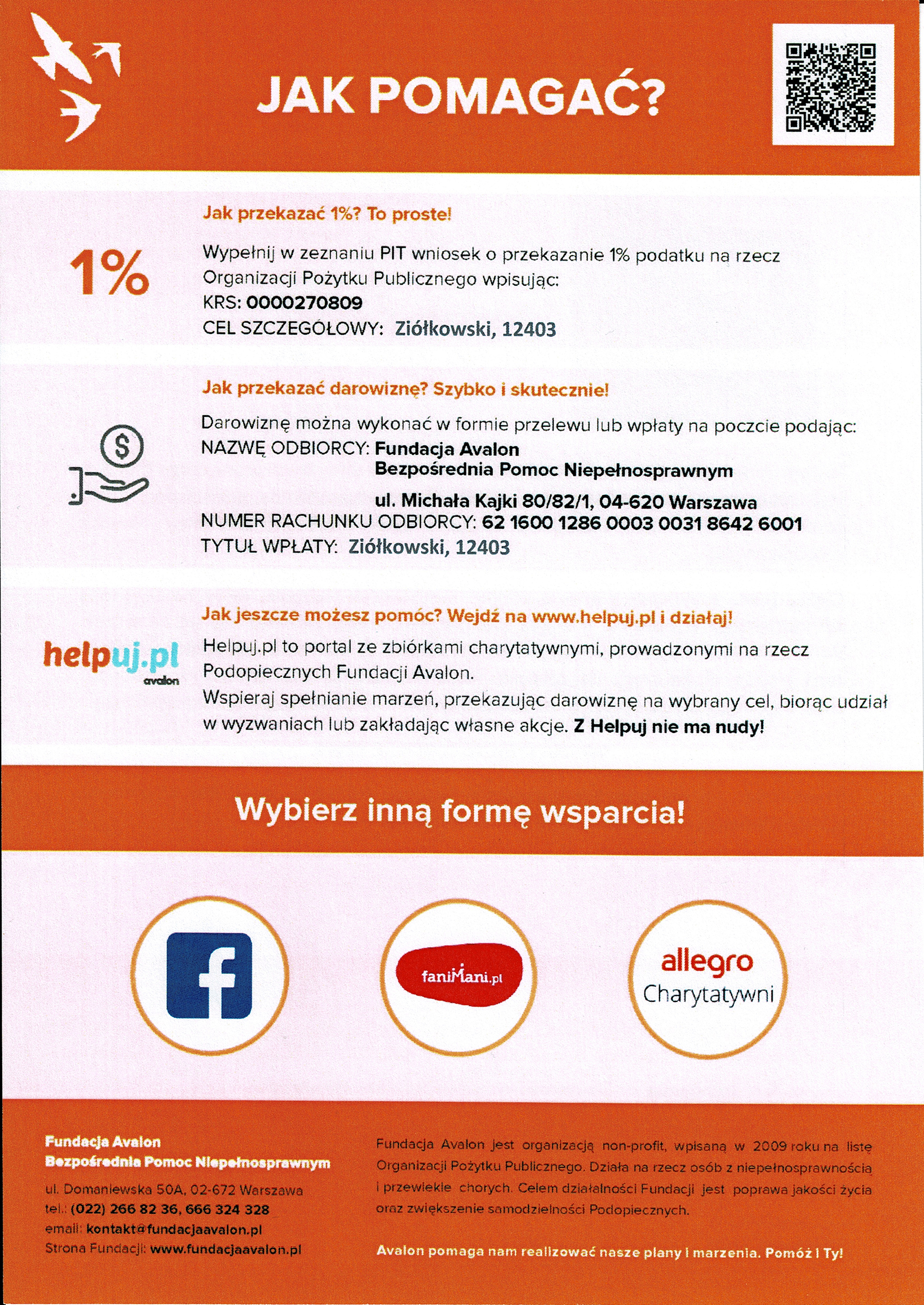 Ulotka fundacja Avalon